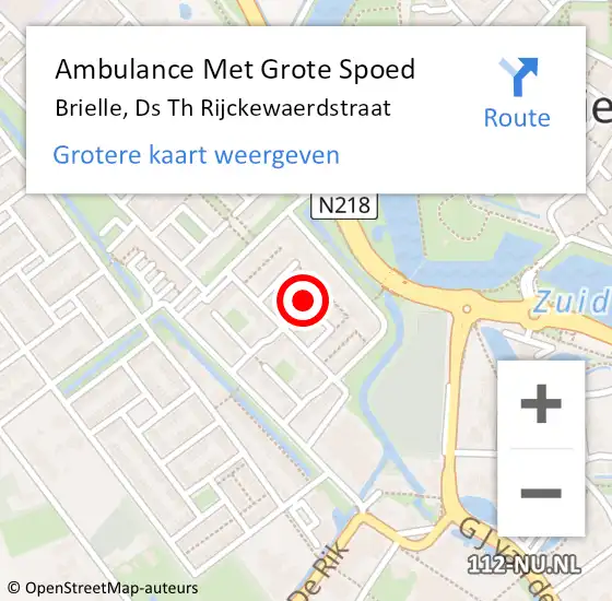 Locatie op kaart van de 112 melding: Ambulance Met Grote Spoed Naar Brielle, Ds Th Rijckewaerdstraat op 5 maart 2022 03:50