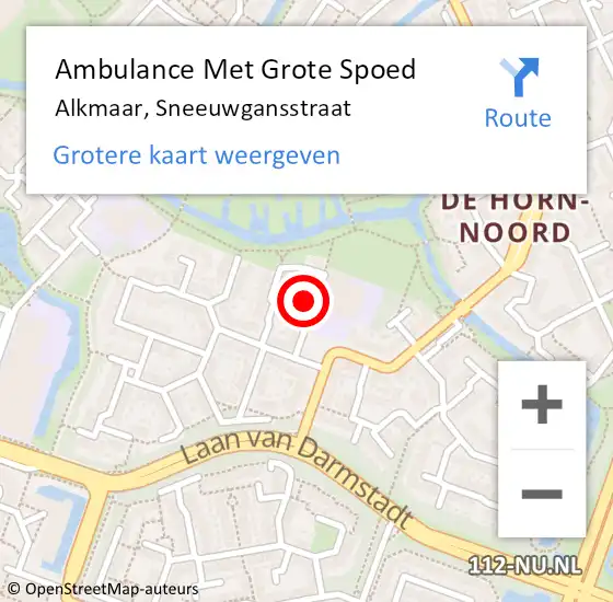 Locatie op kaart van de 112 melding: Ambulance Met Grote Spoed Naar Alkmaar, Sneeuwgansstraat op 5 maart 2022 04:19