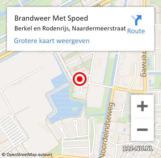 Locatie op kaart van de 112 melding: Brandweer Met Spoed Naar Berkel en Rodenrijs, Naardermeerstraat op 5 maart 2022 04:24