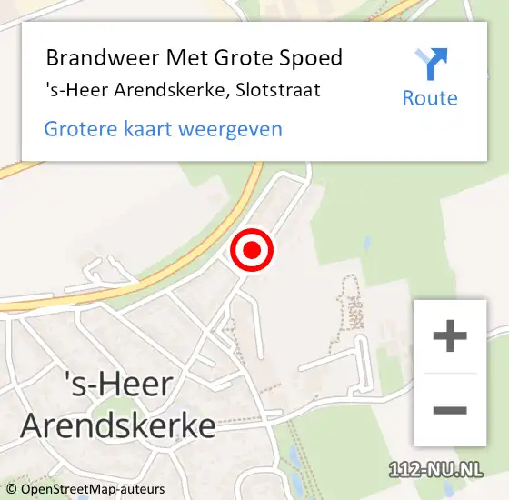 Locatie op kaart van de 112 melding: Brandweer Met Grote Spoed Naar 's-Heer Arendskerke, Slotstraat op 5 maart 2022 04:40