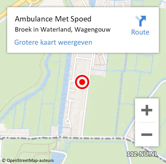 Locatie op kaart van de 112 melding: Ambulance Met Spoed Naar Broek in Waterland, Wagengouw op 5 maart 2022 04:47