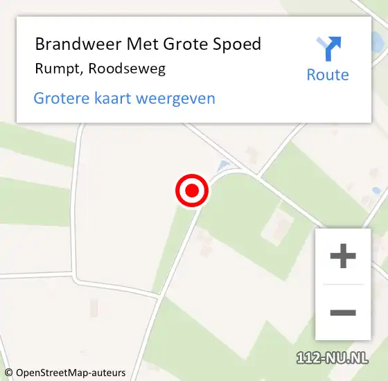 Locatie op kaart van de 112 melding: Brandweer Met Grote Spoed Naar Rumpt, Roodseweg op 5 maart 2022 04:53