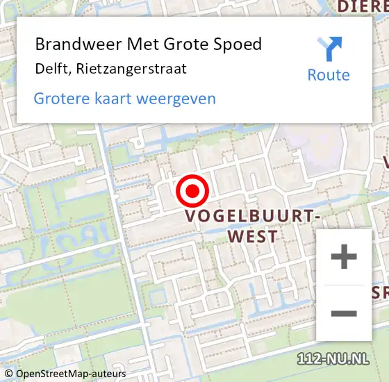 Locatie op kaart van de 112 melding: Brandweer Met Grote Spoed Naar Delft, Rietzangerstraat op 5 maart 2022 05:14