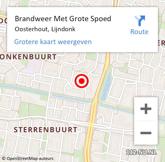 Locatie op kaart van de 112 melding: Brandweer Met Grote Spoed Naar Oosterhout, Lijndonk op 5 maart 2022 05:20