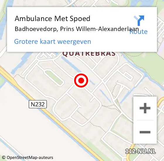 Locatie op kaart van de 112 melding: Ambulance Met Spoed Naar Badhoevedorp, Prins Willem-Alexanderlaan op 5 maart 2022 06:16