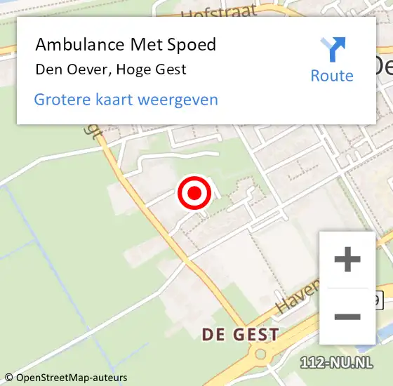 Locatie op kaart van de 112 melding: Ambulance Met Spoed Naar Den Oever, Hoge Gest op 5 maart 2022 06:24