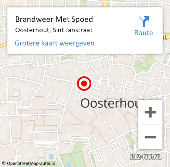 Locatie op kaart van de 112 melding: Brandweer Met Spoed Naar Oosterhout, Sint Janstraat op 5 maart 2022 07:14