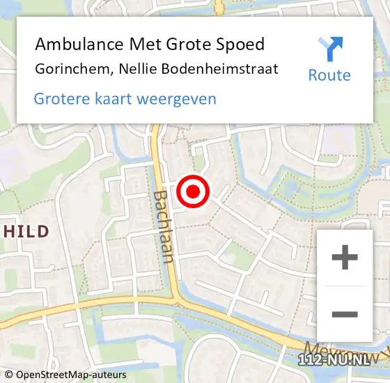 Locatie op kaart van de 112 melding: Ambulance Met Grote Spoed Naar Gorinchem, Nellie Bodenheimstraat op 5 maart 2022 08:03