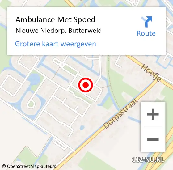 Locatie op kaart van de 112 melding: Ambulance Met Spoed Naar Nieuwe Niedorp, Butterweid op 5 maart 2022 08:11