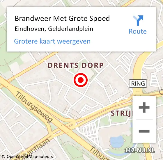 Locatie op kaart van de 112 melding: Brandweer Met Grote Spoed Naar Eindhoven, Gelderlandplein op 5 maart 2022 08:29