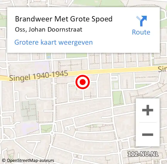 Locatie op kaart van de 112 melding: Brandweer Met Grote Spoed Naar Oss, Johan Doornstraat op 5 maart 2022 08:55