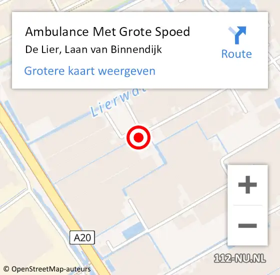 Locatie op kaart van de 112 melding: Ambulance Met Grote Spoed Naar De Lier, Laan van Binnendijk op 5 maart 2022 09:05