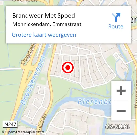 Locatie op kaart van de 112 melding: Brandweer Met Spoed Naar Monnickendam, Emmastraat op 5 maart 2022 09:12