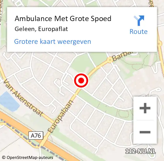 Locatie op kaart van de 112 melding: Ambulance Met Grote Spoed Naar Geleen, Europaflat op 10 juli 2014 09:49