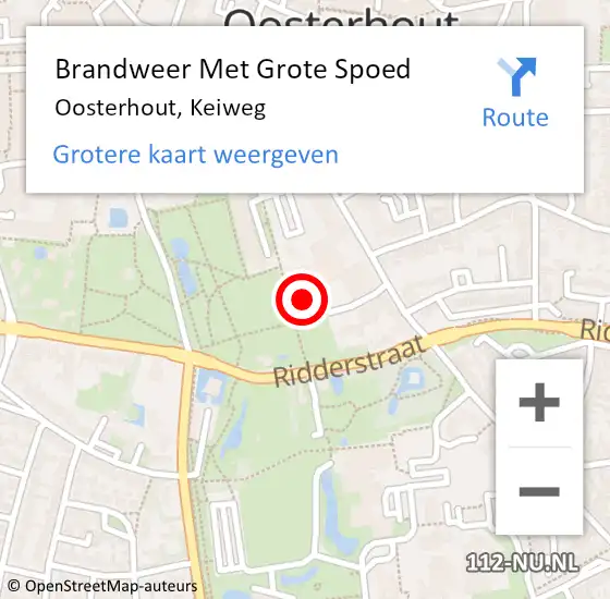 Locatie op kaart van de 112 melding: Brandweer Met Grote Spoed Naar Oosterhout, Keiweg op 5 maart 2022 09:45