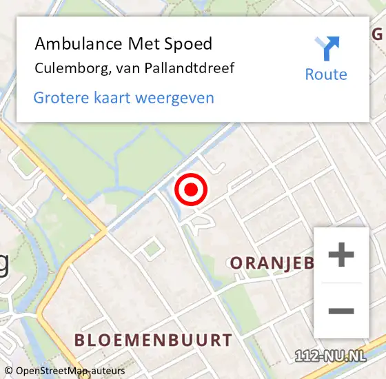 Locatie op kaart van de 112 melding: Ambulance Met Spoed Naar Culemborg, van Pallandtdreef op 5 maart 2022 09:48