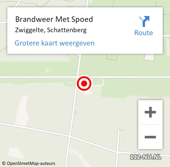 Locatie op kaart van de 112 melding: Brandweer Met Spoed Naar Zwiggelte, Schattenberg op 5 maart 2022 09:56