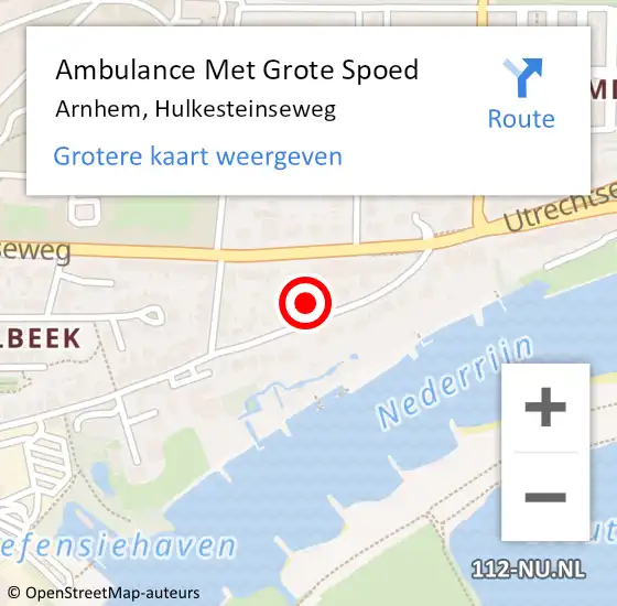 Locatie op kaart van de 112 melding: Ambulance Met Grote Spoed Naar Arnhem, Hulkesteinseweg op 5 maart 2022 10:13