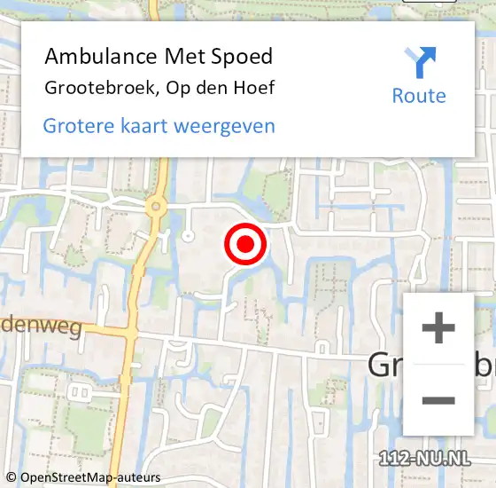 Locatie op kaart van de 112 melding: Ambulance Met Spoed Naar Grootebroek, Op den Hoef op 5 maart 2022 10:15