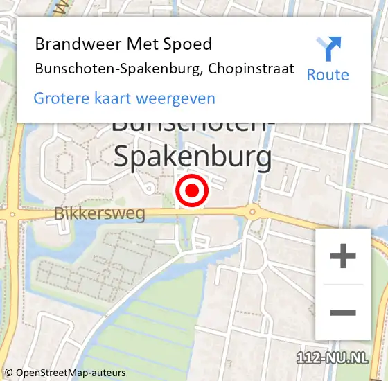 Locatie op kaart van de 112 melding: Brandweer Met Spoed Naar Bunschoten-Spakenburg, Chopinstraat op 5 maart 2022 10:42