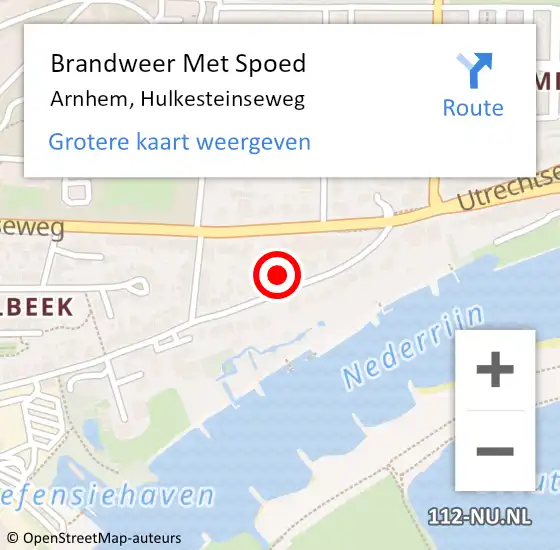 Locatie op kaart van de 112 melding: Brandweer Met Spoed Naar Arnhem, Hulkesteinseweg op 5 maart 2022 10:50