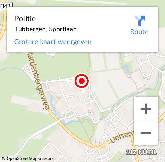 Locatie op kaart van de 112 melding: Politie Tubbergen, Sportlaan op 5 maart 2022 10:57
