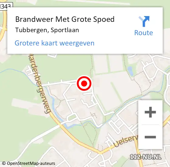 Locatie op kaart van de 112 melding: Brandweer Met Grote Spoed Naar Tubbergen, Sportlaan op 5 maart 2022 10:57