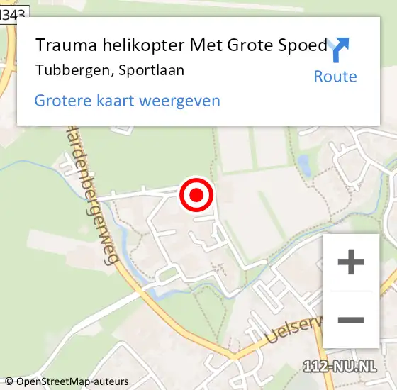 Locatie op kaart van de 112 melding: Trauma helikopter Met Grote Spoed Naar Tubbergen, Sportlaan op 5 maart 2022 11:01