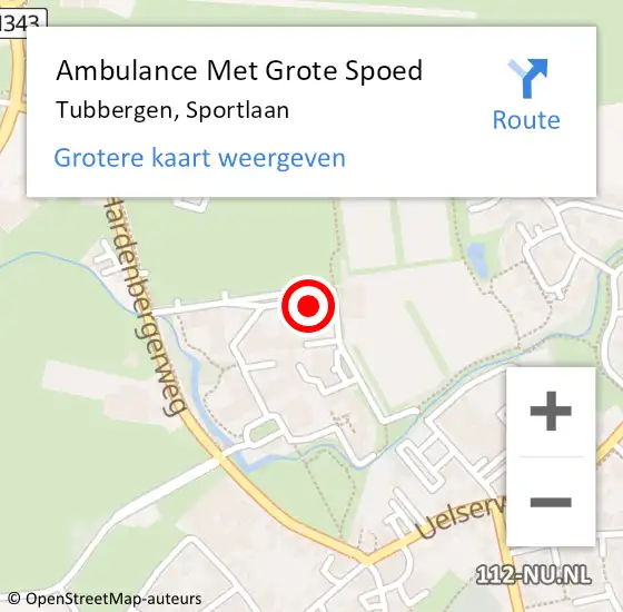 Locatie op kaart van de 112 melding: Ambulance Met Grote Spoed Naar Tubbergen, Sportlaan op 5 maart 2022 11:01