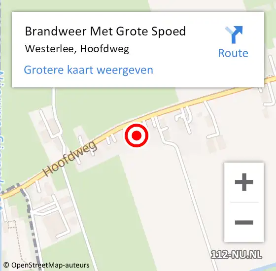 Locatie op kaart van de 112 melding: Brandweer Met Grote Spoed Naar Westerlee, Hoofdweg op 5 maart 2022 11:23