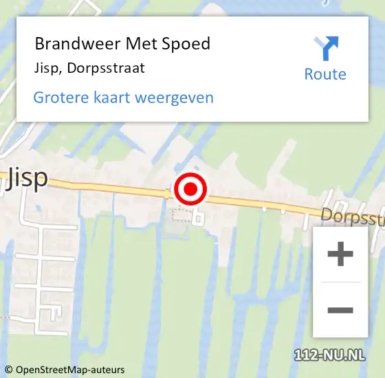 Locatie op kaart van de 112 melding: Brandweer Met Spoed Naar Jisp, Dorpsstraat op 5 maart 2022 11:27
