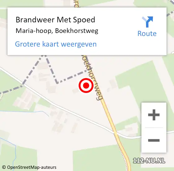 Locatie op kaart van de 112 melding: Brandweer Met Spoed Naar Mariahoop, Boekhorstweg op 5 maart 2022 11:49
