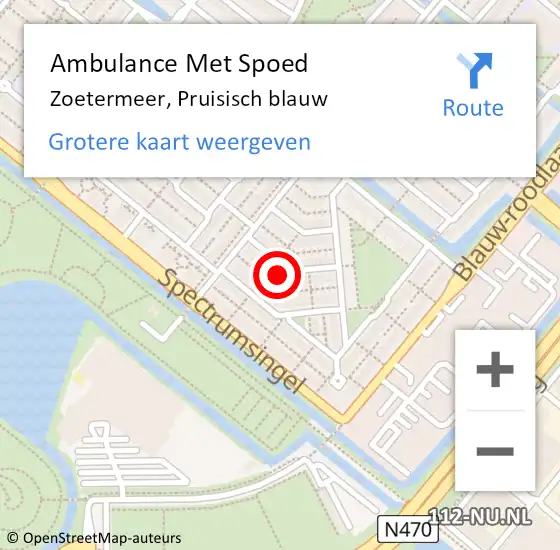 Locatie op kaart van de 112 melding: Ambulance Met Spoed Naar Zoetermeer, Pruisisch blauw op 5 maart 2022 11:49