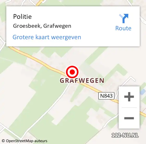 Locatie op kaart van de 112 melding: Politie Groesbeek, Grafwegen op 5 maart 2022 11:51