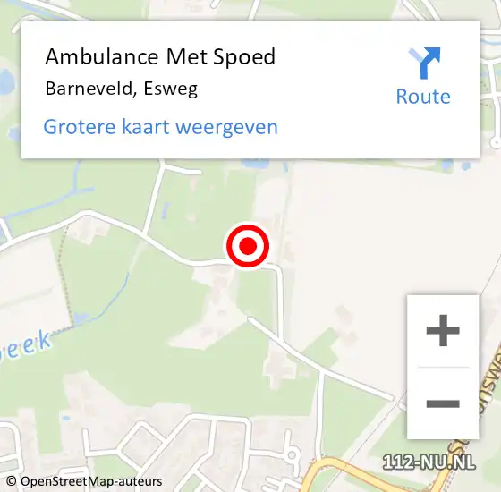 Locatie op kaart van de 112 melding: Ambulance Met Spoed Naar Barneveld, Esweg op 5 maart 2022 11:51