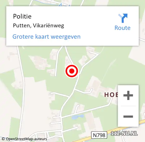 Locatie op kaart van de 112 melding: Politie Putten, Vikariënweg op 5 maart 2022 12:02