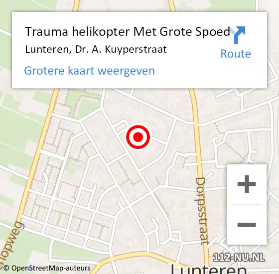 Locatie op kaart van de 112 melding: Trauma helikopter Met Grote Spoed Naar Lunteren, Dr. A. Kuyperstraat op 5 maart 2022 12:07
