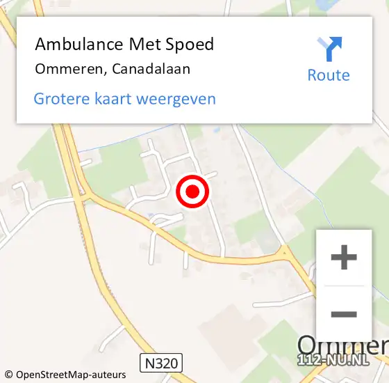 Locatie op kaart van de 112 melding: Ambulance Met Spoed Naar Ommeren, Canadalaan op 5 maart 2022 12:09