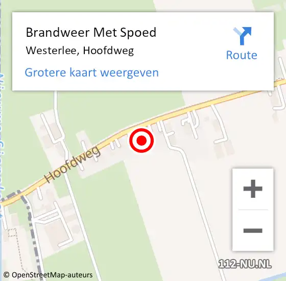 Locatie op kaart van de 112 melding: Brandweer Met Spoed Naar Westerlee, Hoofdweg op 5 maart 2022 12:11