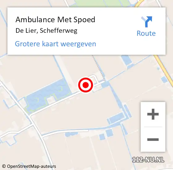 Locatie op kaart van de 112 melding: Ambulance Met Spoed Naar De Lier, Schefferweg op 5 maart 2022 12:32