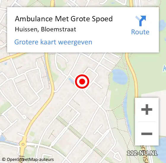 Locatie op kaart van de 112 melding: Ambulance Met Grote Spoed Naar Huissen, Bloemstraat op 5 maart 2022 12:33