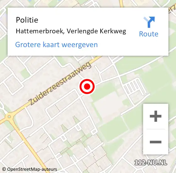 Locatie op kaart van de 112 melding: Politie Hattemerbroek, Verlengde Kerkweg op 5 maart 2022 12:35