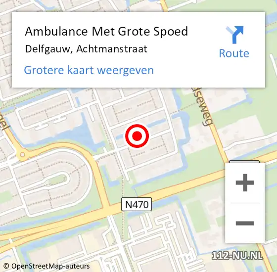 Locatie op kaart van de 112 melding: Ambulance Met Grote Spoed Naar Delfgauw, Achtmanstraat op 5 maart 2022 12:36