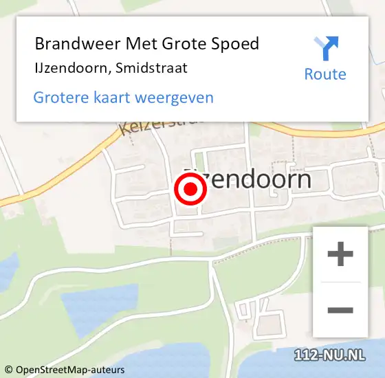 Locatie op kaart van de 112 melding: Brandweer Met Grote Spoed Naar IJzendoorn, Smidstraat op 5 maart 2022 12:40