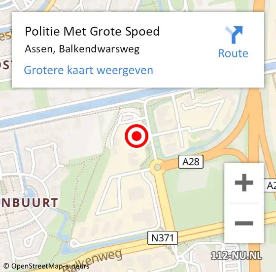 Locatie op kaart van de 112 melding: Politie Met Grote Spoed Naar Assen, Balkendwarsweg op 5 maart 2022 12:49