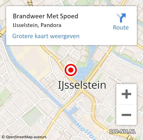 Locatie op kaart van de 112 melding: Brandweer Met Spoed Naar IJsselstein, Pandora op 5 maart 2022 13:02