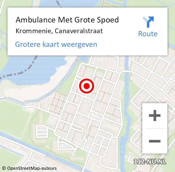 Locatie op kaart van de 112 melding: Ambulance Met Grote Spoed Naar Krommenie, Canaveralstraat op 5 maart 2022 13:46