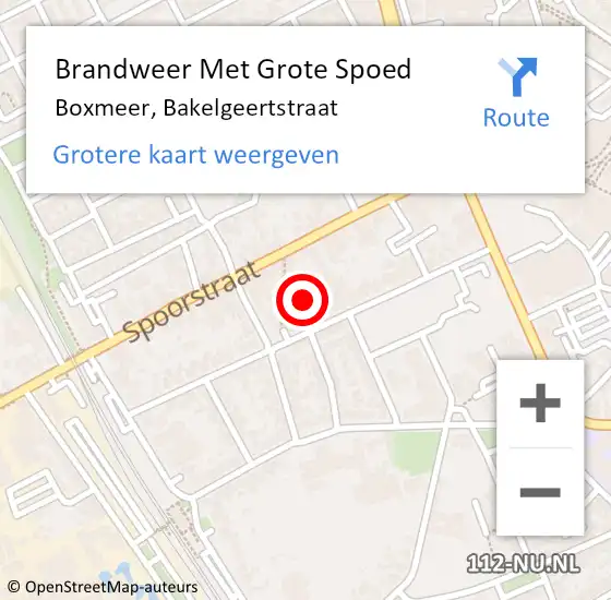 Locatie op kaart van de 112 melding: Brandweer Met Grote Spoed Naar Boxmeer, Bakelgeertstraat op 5 maart 2022 13:58