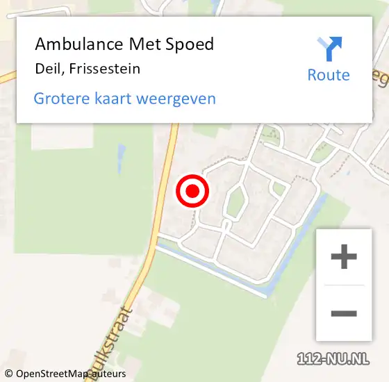 Locatie op kaart van de 112 melding: Ambulance Met Spoed Naar Deil, Frissestein op 5 maart 2022 13:58