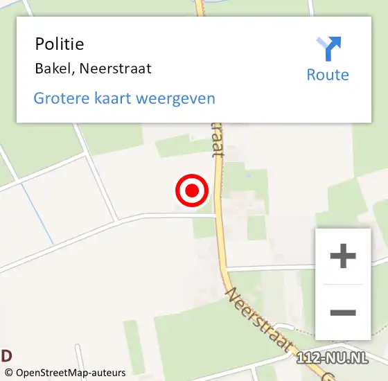 Locatie op kaart van de 112 melding: Politie Bakel, Neerstraat op 5 maart 2022 14:03